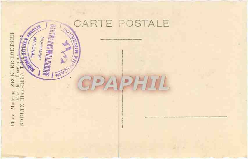 CPA Vieil Armand Panorama du Champ de la Bataille au sommet Militaria — Rückseite