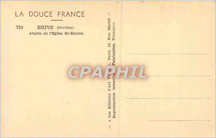 CPA Brive Correze Abside de l'Eglise St Martin  — Back