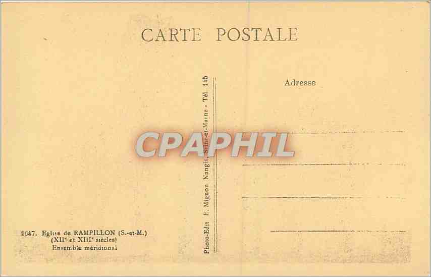CPA Eglise de Rampillon S et M Ensemble meridional  — Back