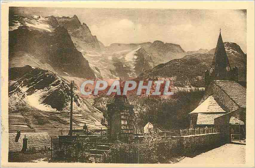 Dauphiné - LA GRAVE (1482 m.) — l'Église, le Monument et la Meije (3987 m.) — A. Millaret - Grenoble