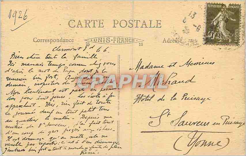CPA Environs de Clermont Ferrand Les Fades Bord de la Sioule  — Verso