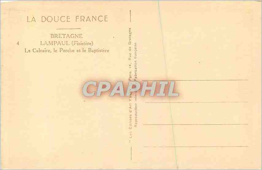 CPA Bretagne Lampaul Finistere Le Calvaire  — Rückseite