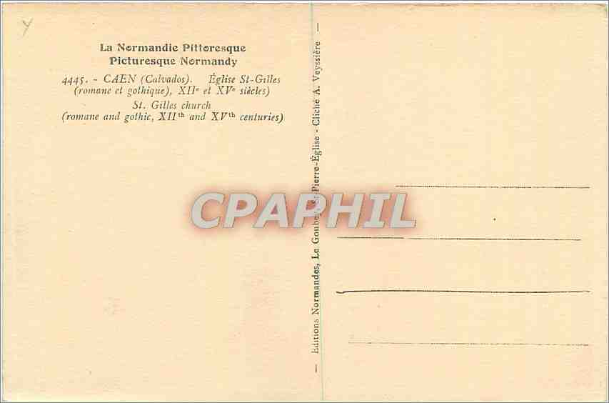 CPA Caen Calvados Eglise St Gilles  — Verso