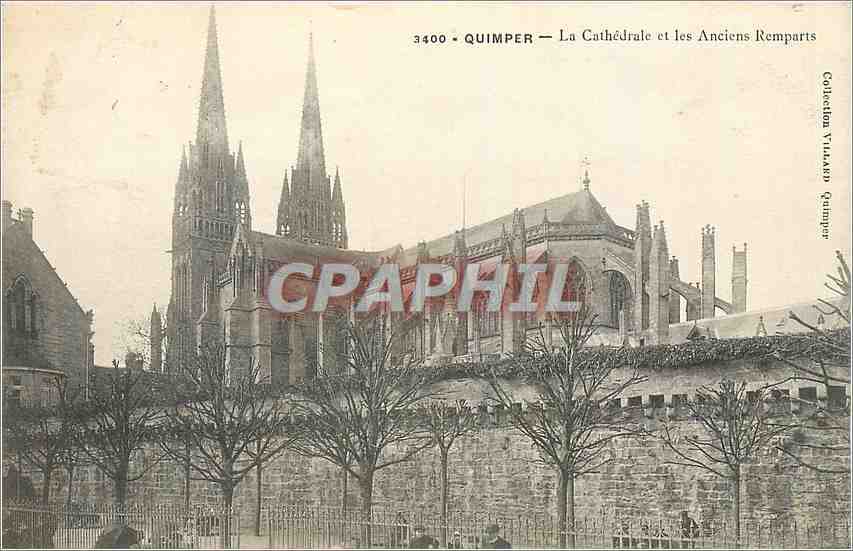 CPA Quimper La Cathedrale et les Anciens Remparts 