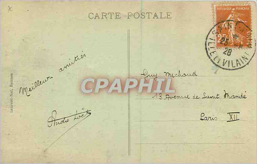 Côte d'Émeraude — Tombeau de Chateaubriand sur le Grand Bé — Éditeur : Laurent-Nel, Rennes — Verso