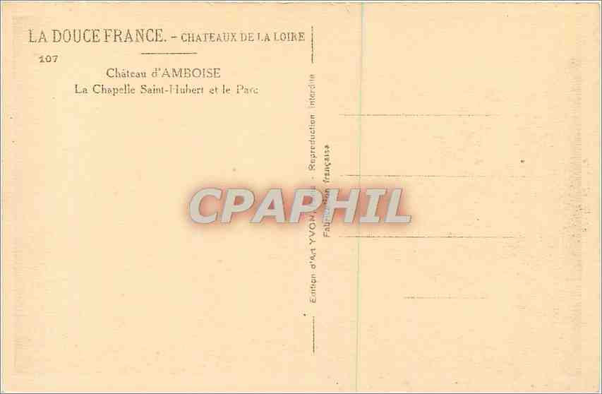 CPA Chateaux de la Loire Chateau d'Amboise  — Rückseite