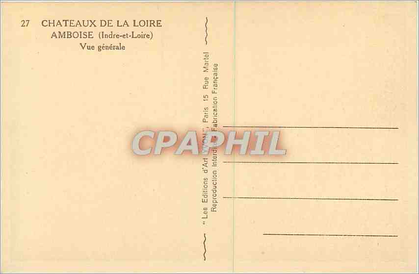 CPA Chateaux de la Loire Amboise Indre et Loire Vue generale  — Rückseite