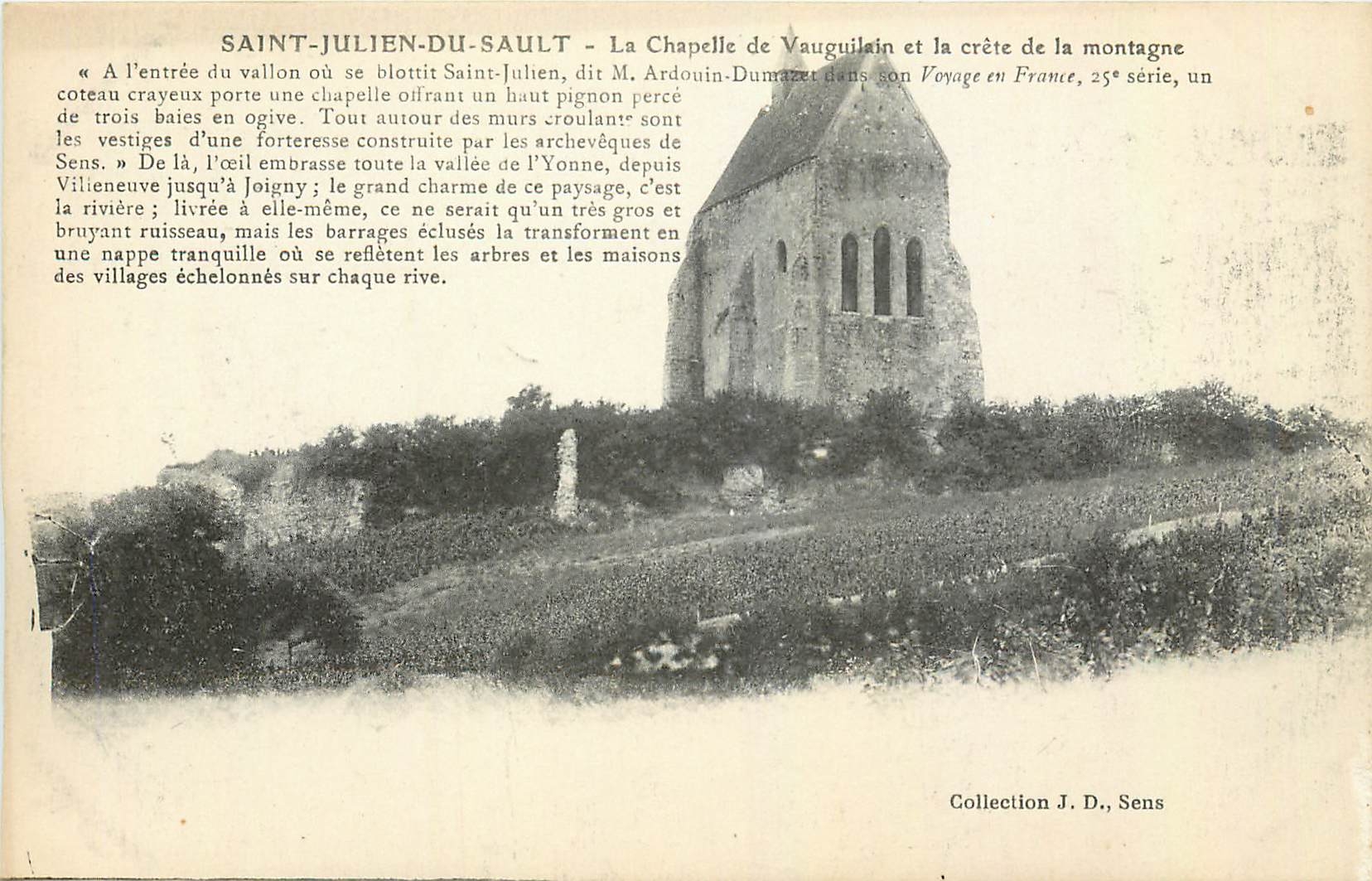 CPA Saint Julien du Sault La Chapelle de Vauguilain et la crete de la montagne 
