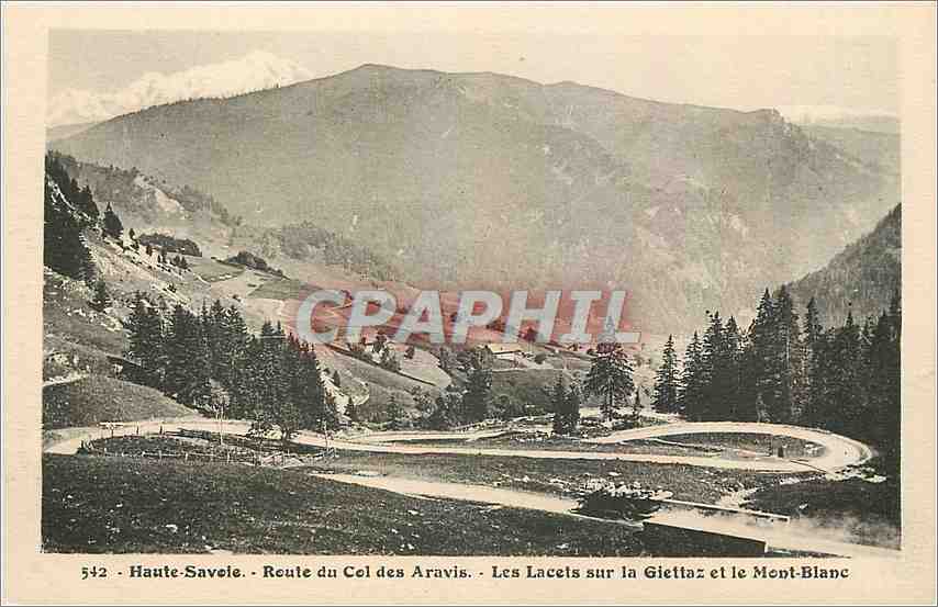 Haute-Savoie - Route du Col des Aravis - Les Lacets sur la Giettaz et le Mont-Blanc