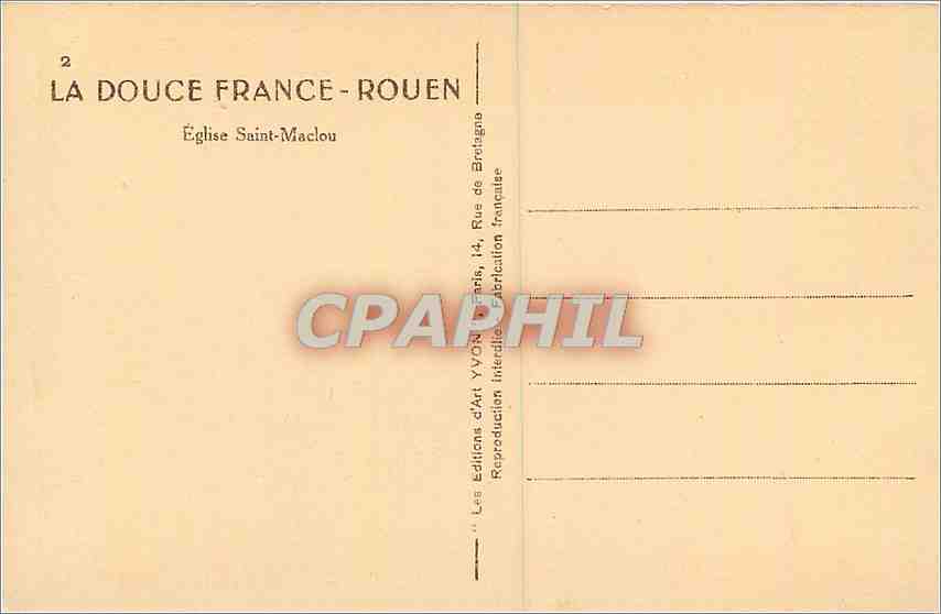 CPA Rouen Eglise Saint Maclou  — Verso