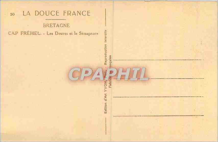 CPA Bretagne Cap Frehel Les Douves et le Semaphore  — Rückseite