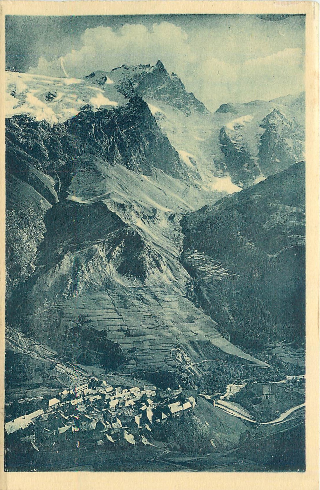 Dauphiné - LA GRAVE (1482 m.) — Vue générale et la Meije (3987 m.) — « Paysages » — A. Mulleret, Grenoble