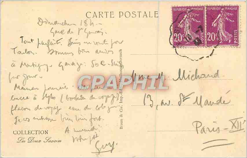 Le Fayet — Le Nouveau Quartier et les Fiz — Braun & Cie, Dernach, n°12379 — Verso