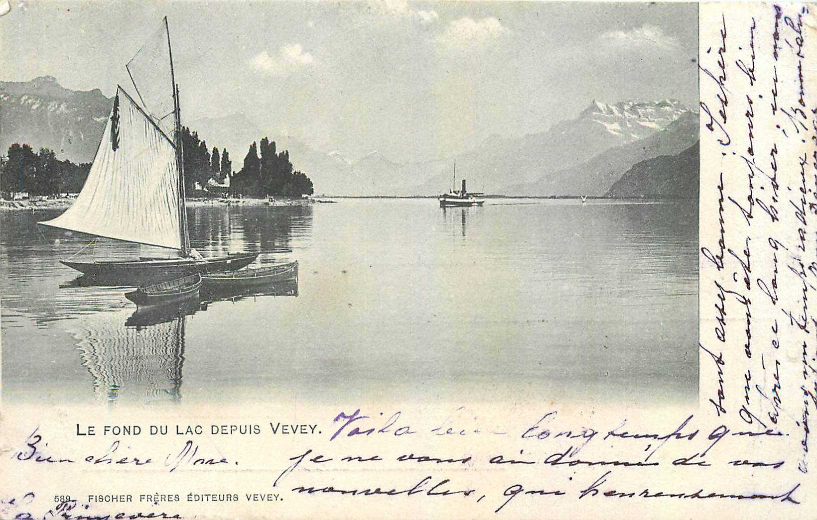 CPA Le Fond du Lac Depuis Vevey Bateau