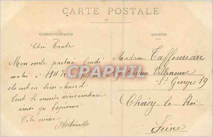 CPA Vichy Salle des Fetes et Musique du Casino  — Verso