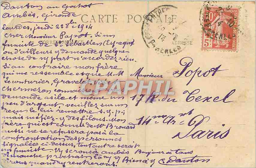 CPA Lourdes Vue generale  — Verso
