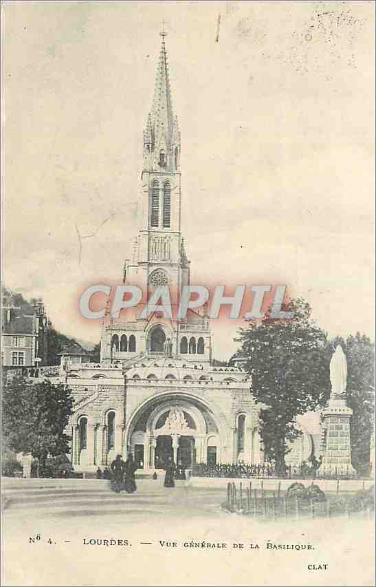 CPA Lourdes Vue Generale de la Basilique 
