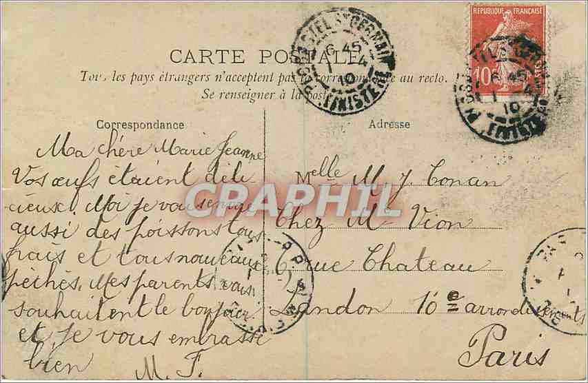 Couple avec paniers de poissons — CIRCE — n°4507 — Verso