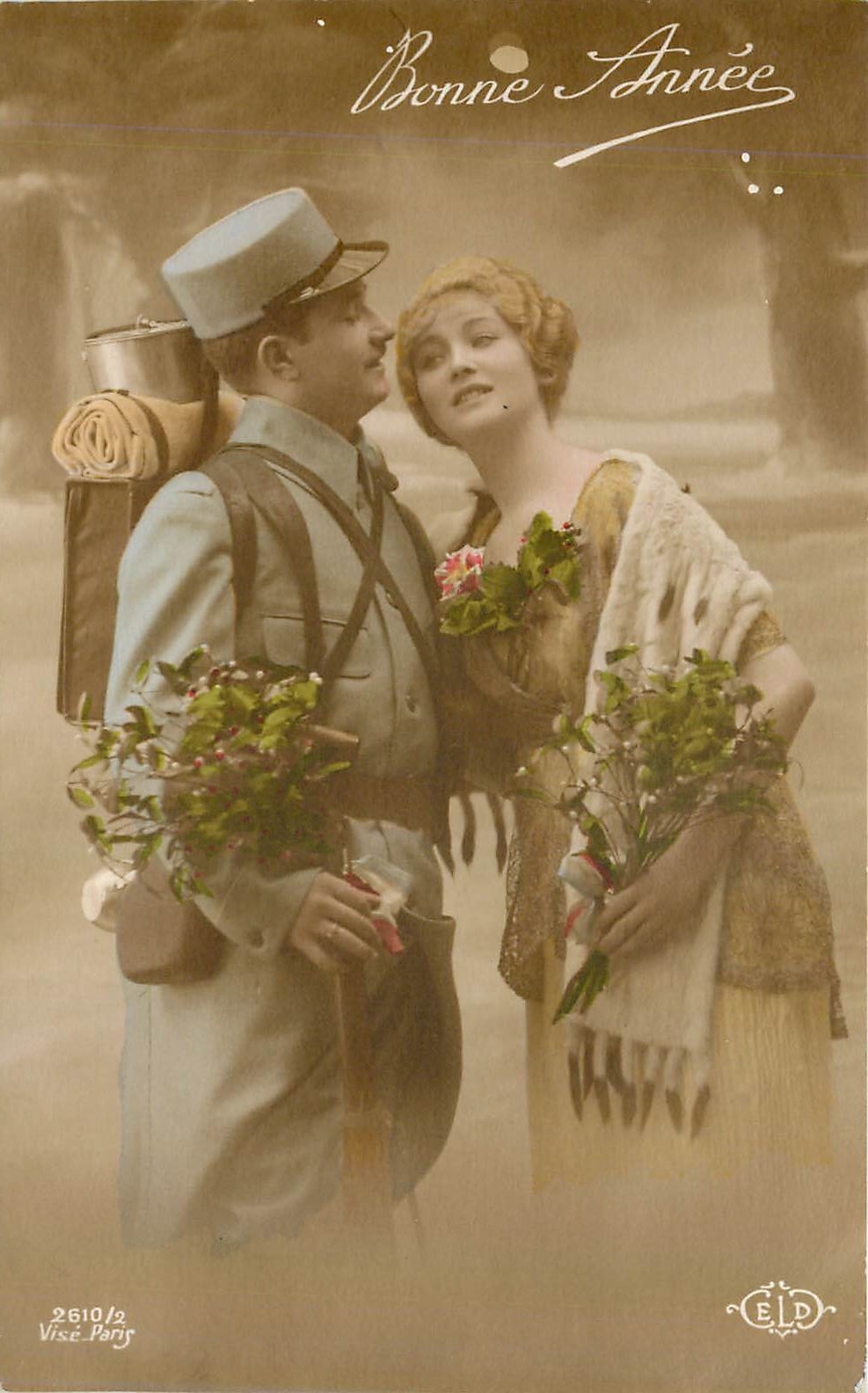 Soldat und Frau — Frohe Weihnachten — Visé Paris n°2610/2