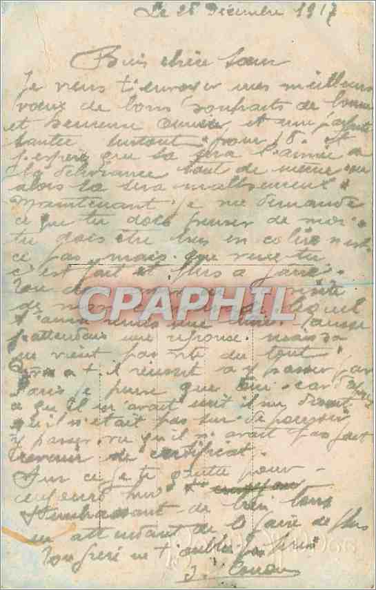CPA Bonne Annee Femme Militaria — Verso