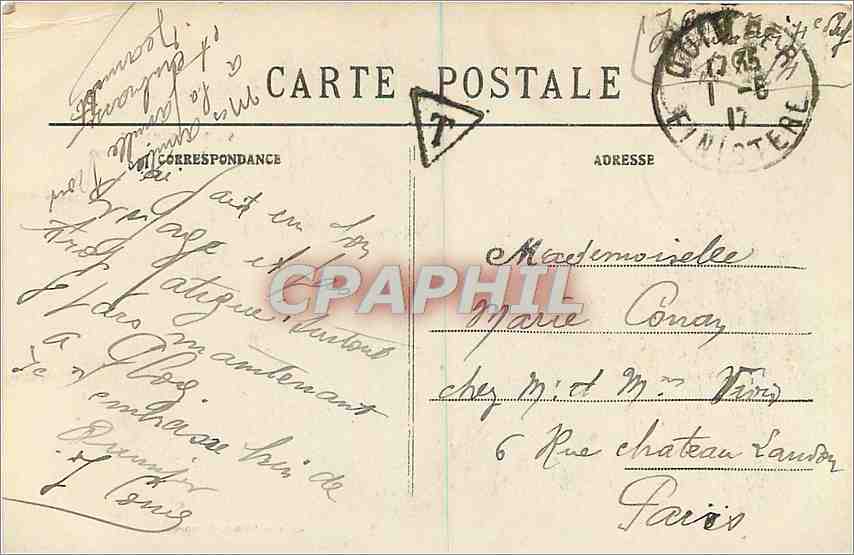CPA Quimper Vu du Mont Frugy  — Rückseite