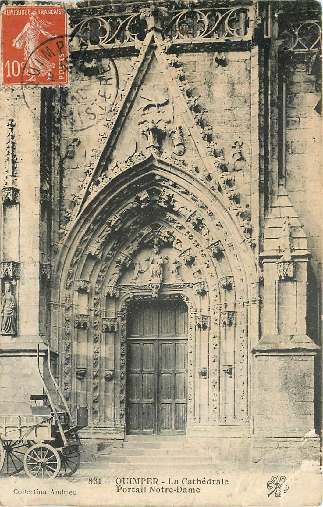 CPA Quimper La Cathedrale Portail Notre Dame 