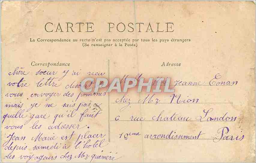 CPA Quimper La Cathedrale Portail Notre Dame  — Rückseite