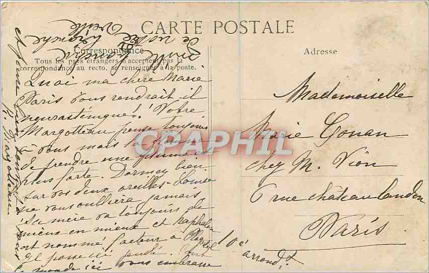 CPA Quimper Le Parc vue en amont Bateaux — Rückseite