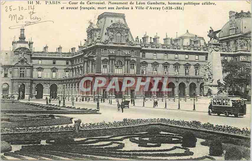 CPA Paris Cour du Carrousel Monument de Leon Gambetta 