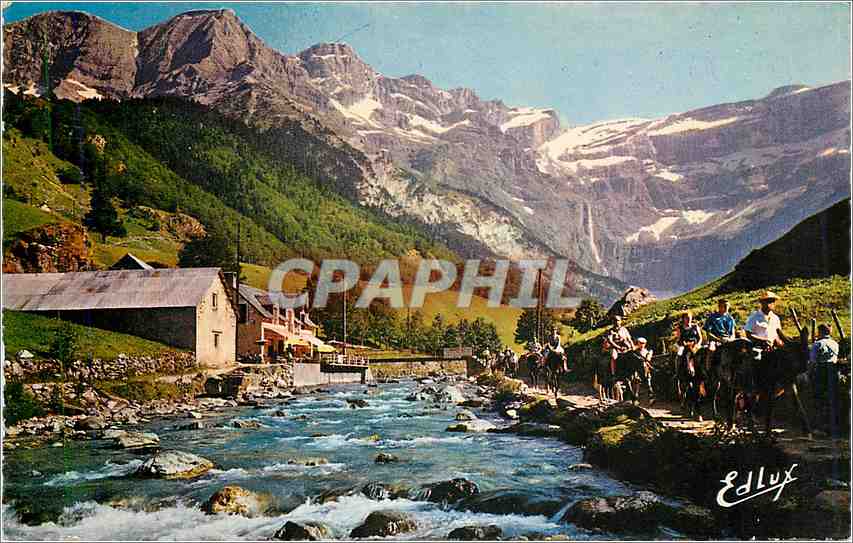 CPM Gavarnie Le Cirque le Gave et la Chaumiere Ane mule