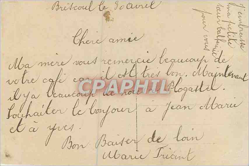 Couple en extérieur — texte imprimé et manuscrit — Phébus, n° 3104 — Verso
