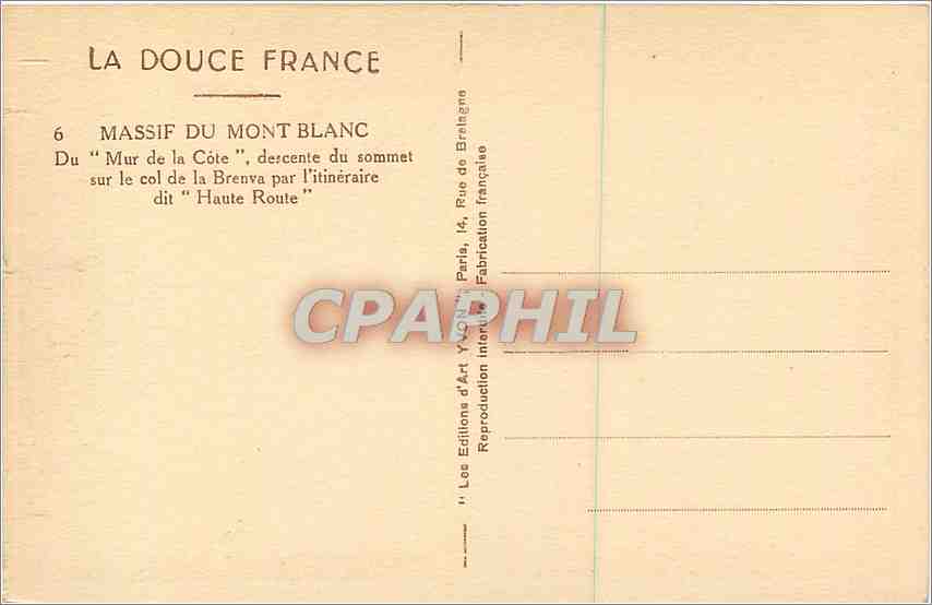 CPA Massif du Mont Blanc  — Back