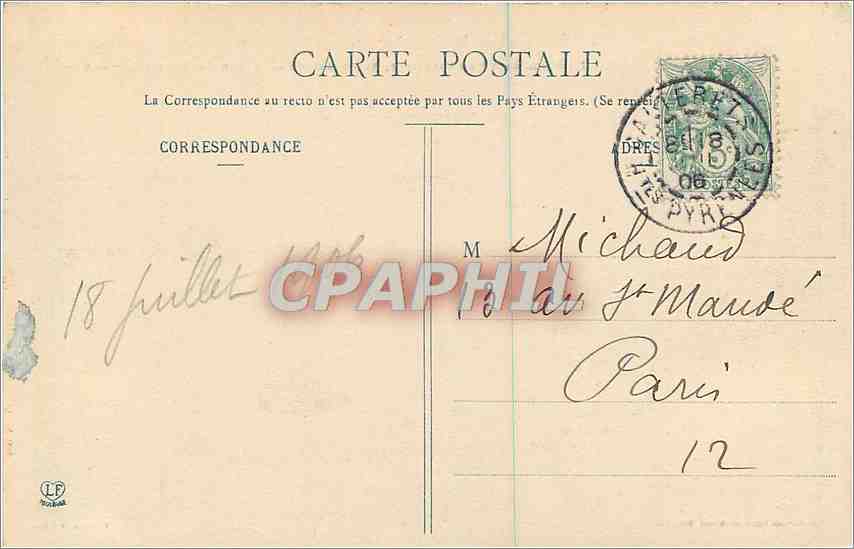 CPA Cauterets La Raillere et le Cabaliros vue prise de la Route du Pont d'Espagne  — Rückseite