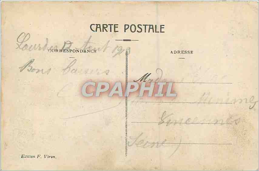 CPA Lourdes Vue Generale  — Verso