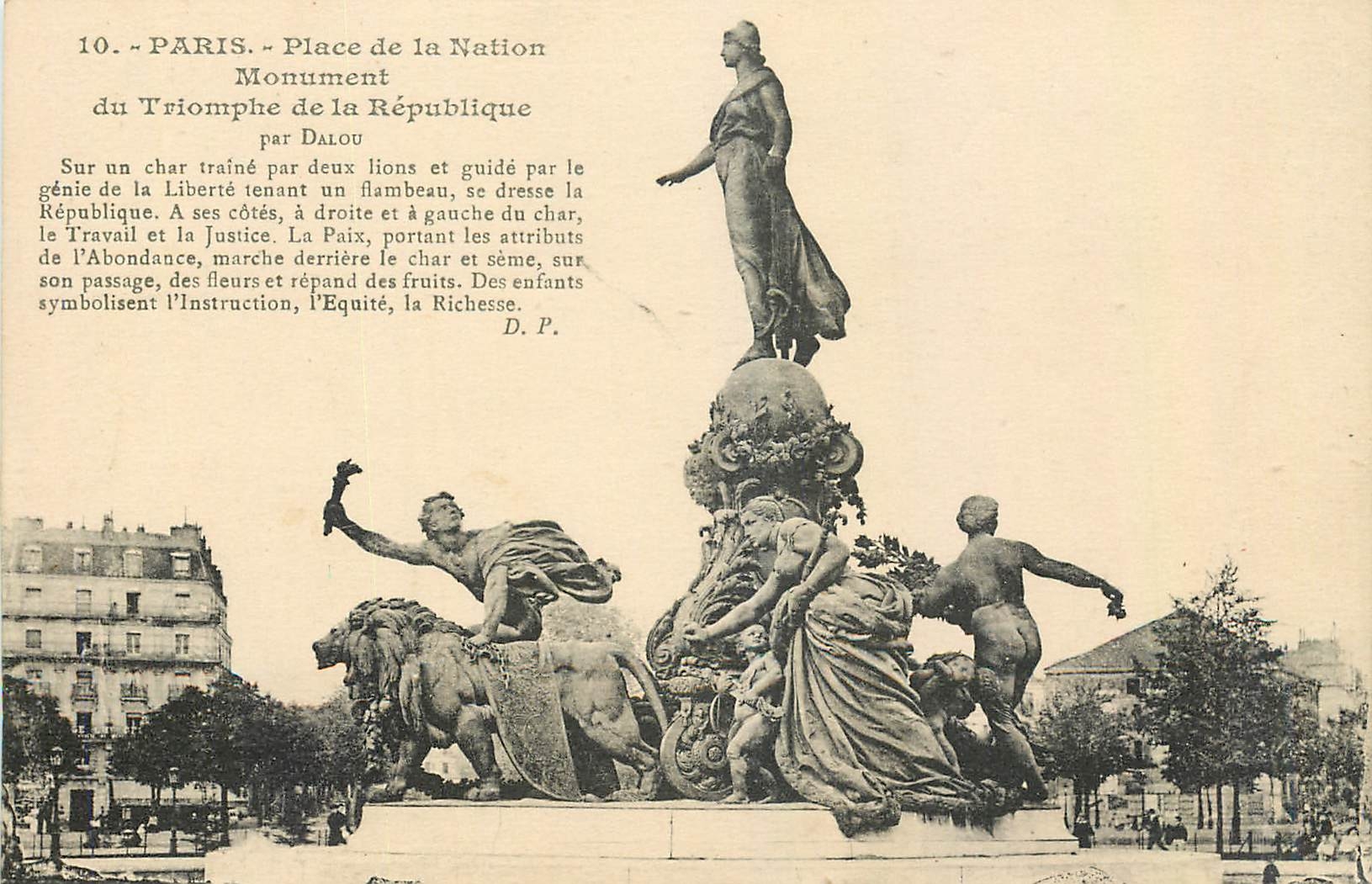 CPA Paris Place de la Nation Monument du Triomphe de la Republique Lion