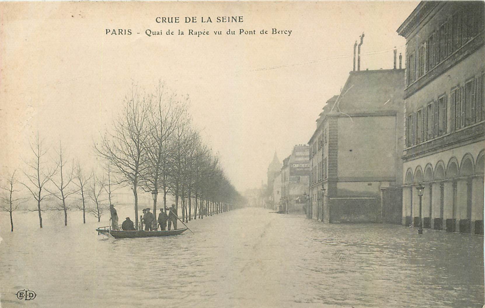 Crue de la Seine — Paris - Quai de la Rapée vu du Pont de Bercy — Éditeur B.P.D.
