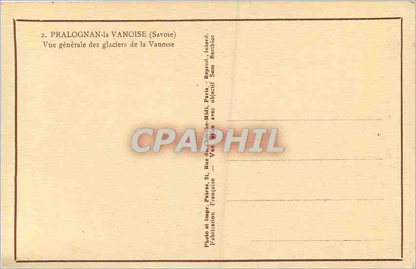 CPA Pralognan la Vanoise Savoie Vue generale des glaciers de la Vanoise  — Rückseite