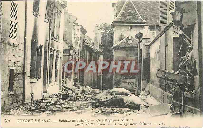 Bataille de l'Aisne — Un village près Soissons — LL.