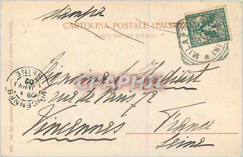 CPA Eruzione dell Etna 1892  — Rückseite