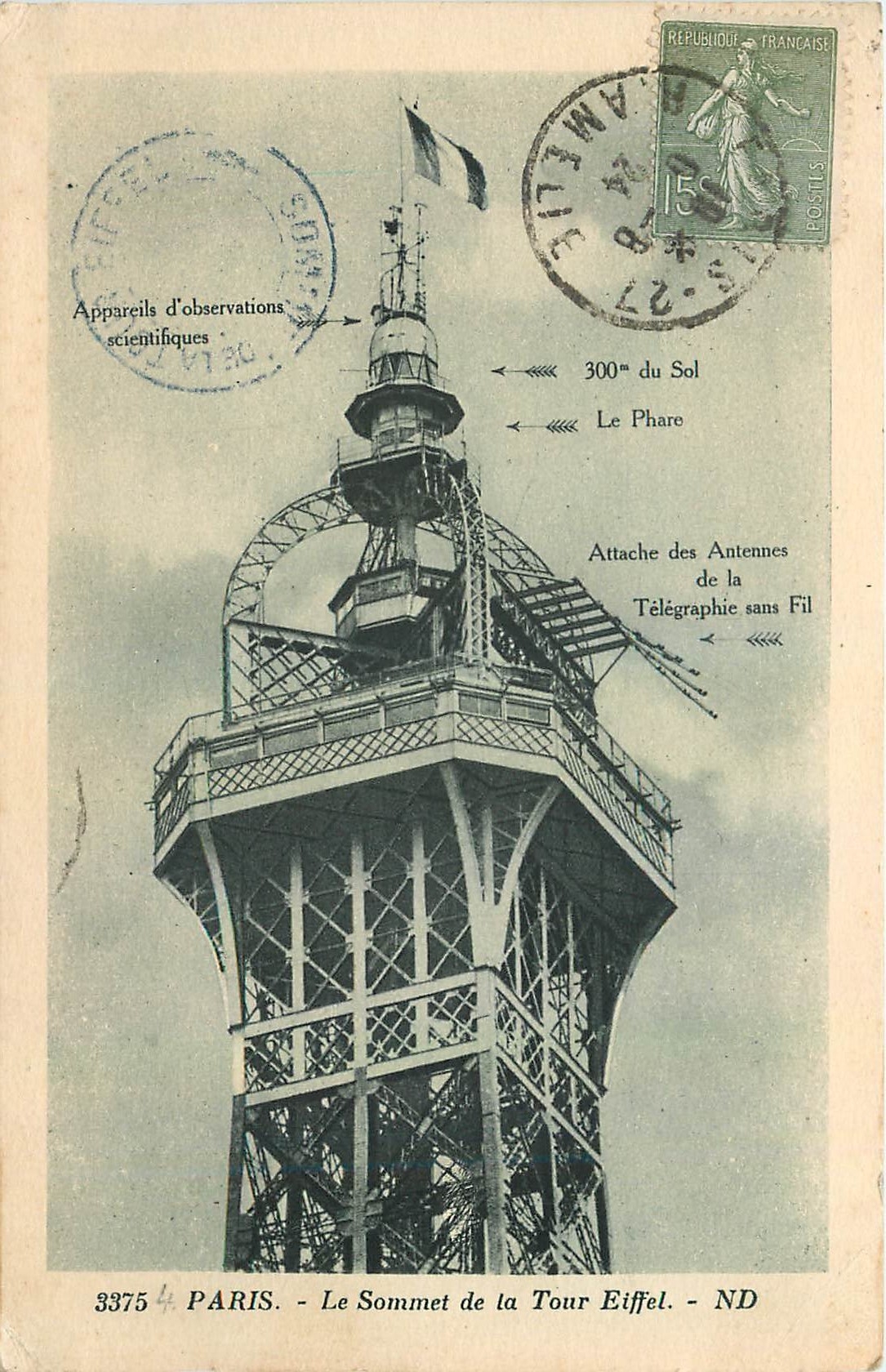 CPA Paris Le Sommet de la Tour Eiffel 