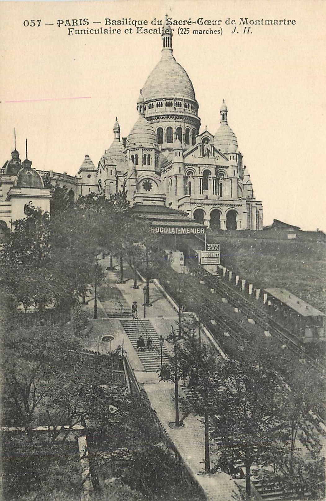 CPA Paris Basilique du Sacre Coeur de Montmartre Funiculaire et Escalier 