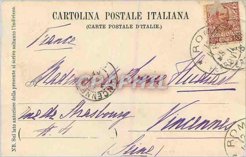 CPA Roma Una parte del giardino Vaticano  — Rückseite