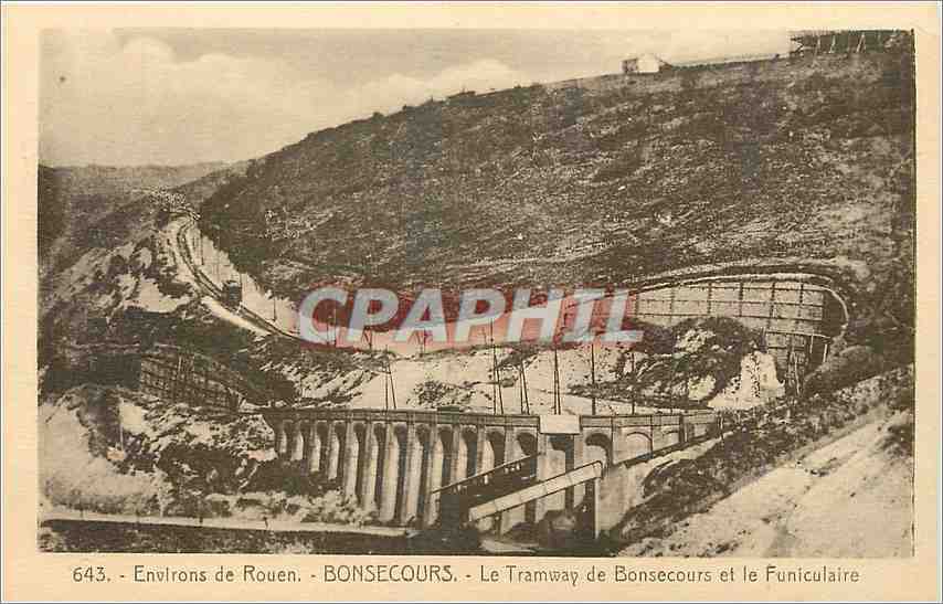 CPA Environs de Rouen Bonsecours Le Tramway de Bonsecours et le Funiculaire 