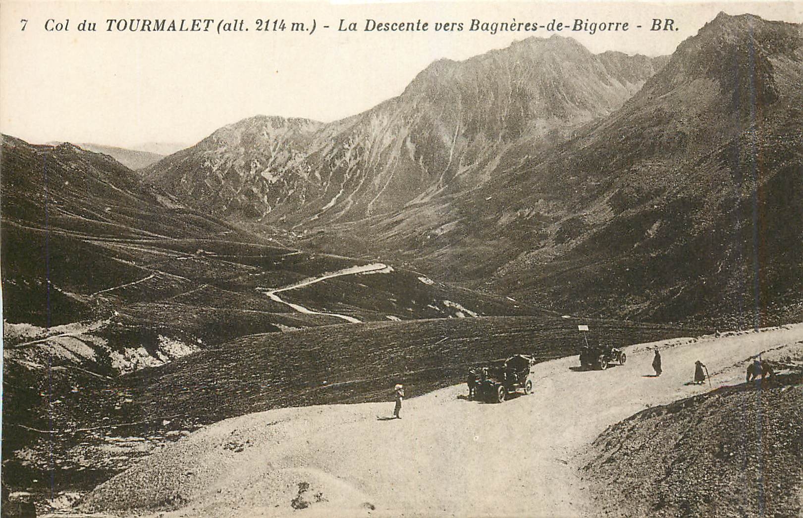 Col du TOURMALET (alt. 2114 m.) — La Descente vers Bagnères-de-Bigorre — BR.