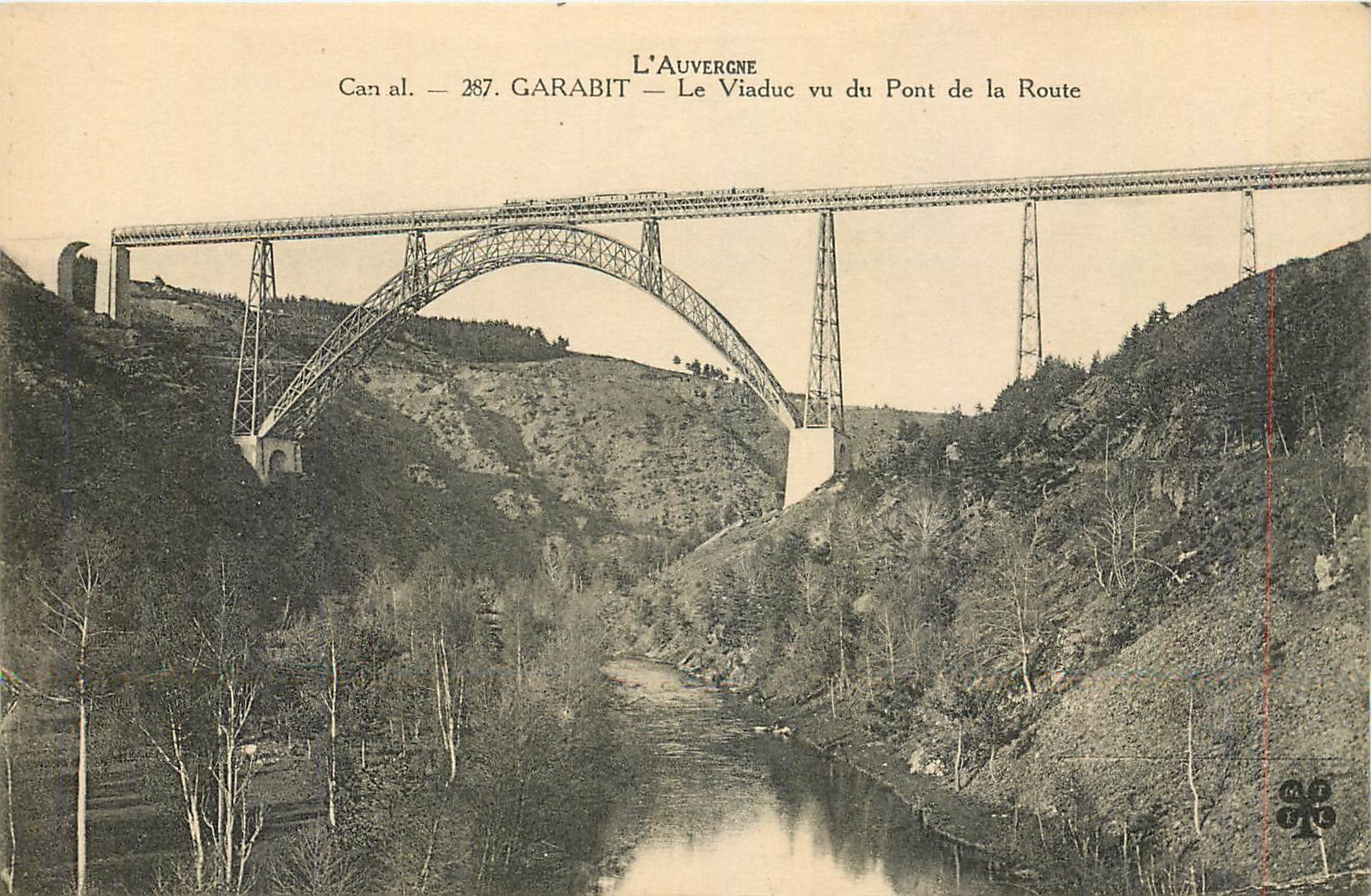 CPA Garabit Le Viaduc vu du Pont de la Route Train