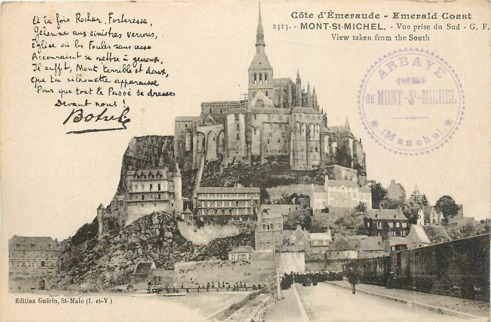 CPA Mont St Michel Vue prise du Sud Train Botrel