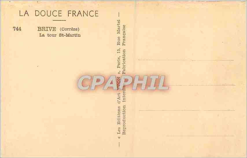 CPA Brive Correnze La tour St Martin  — Back