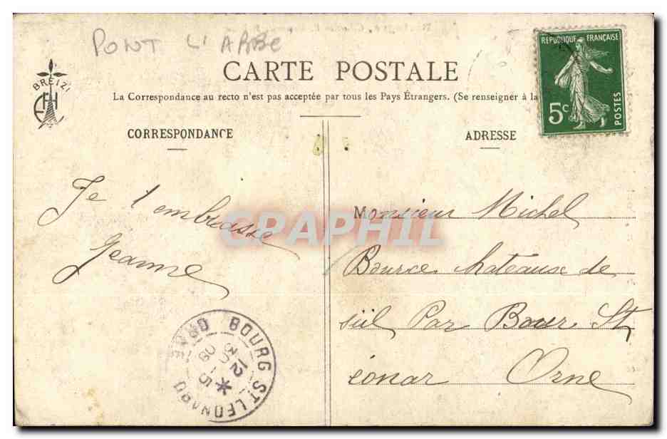 Bretagne- Fillette bretonne Pont- L'abbaye Penmarch -CPA — Verso
