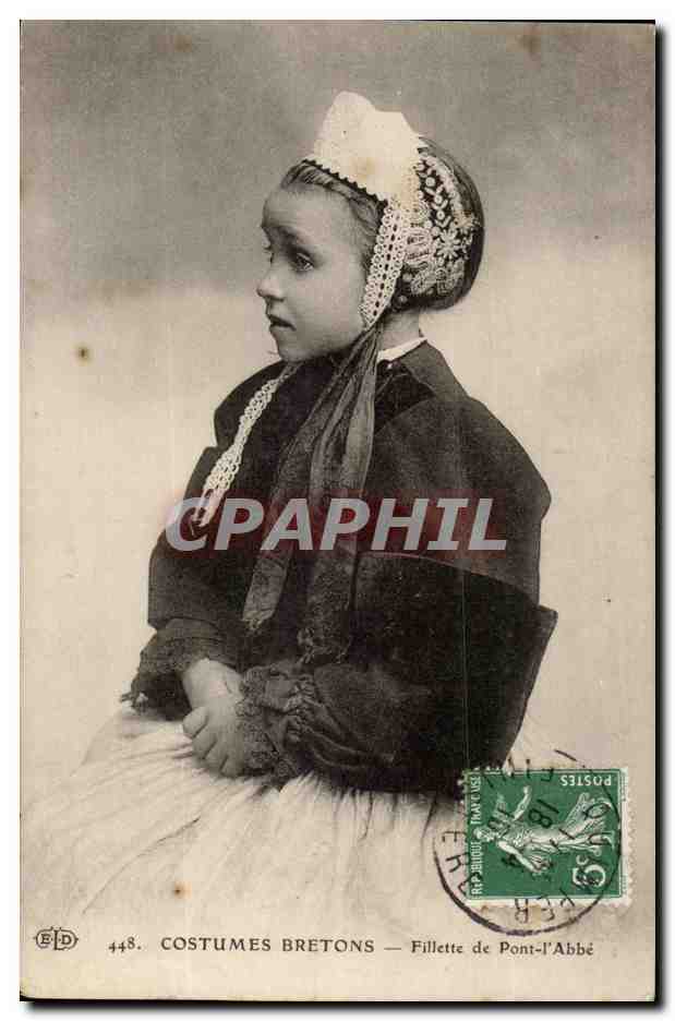 Bretagne- Costumes Bretons- Fillette de Pont- l'Abbe-CPA