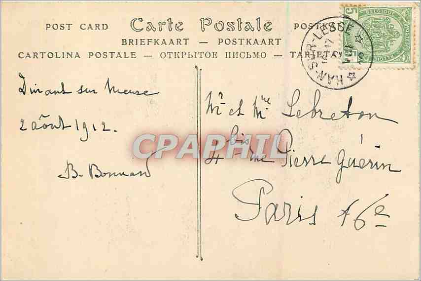 CPA Dinant Vue sur les Hotels de Ville et des Postes  — Rückseite
